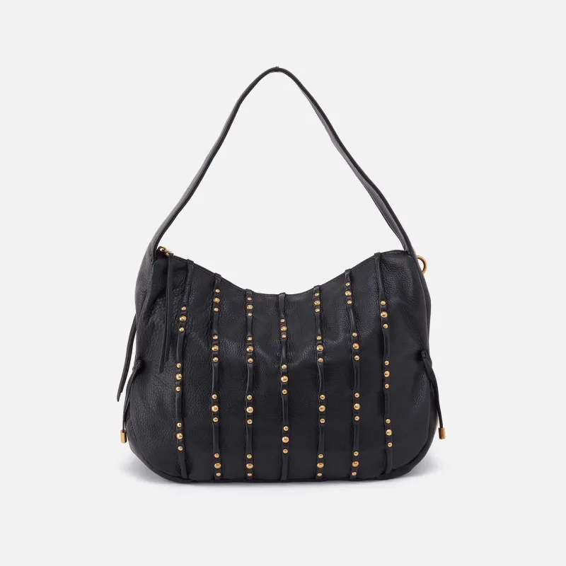 Kori Hobo in Pebbled Leather - Black With Studs sold by HOBO