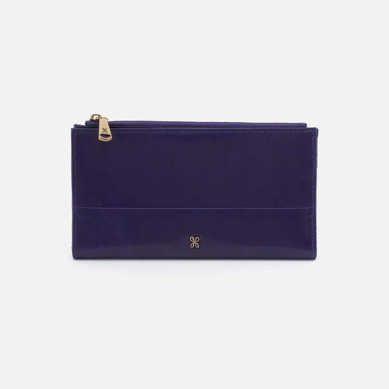 Jill Large Bifold Wallet in Polished Leather - Winter Violet sold by HOBO