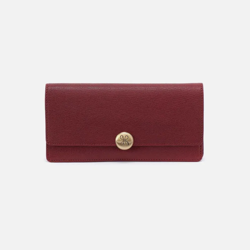 Hutton Large Wallet in Micrograin Leather - Red Dahlia sold by HOBO