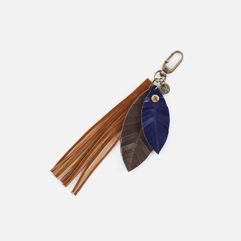 Fringe Feather Fob in Polished Leather - Truffle sold by HOBO