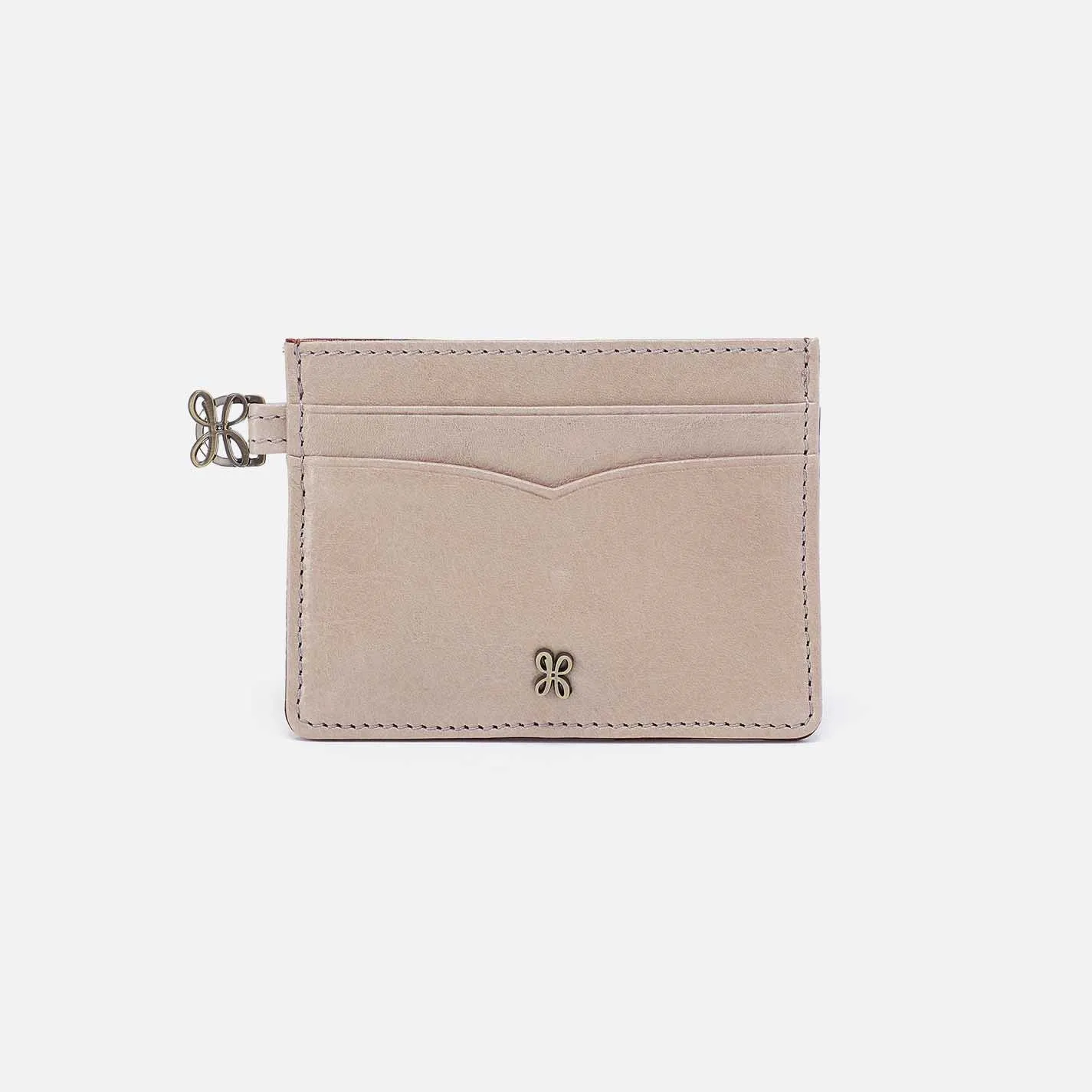 Charmed Card Case in Aniline Gloss Leather - Stone Gloss sold by HOBO