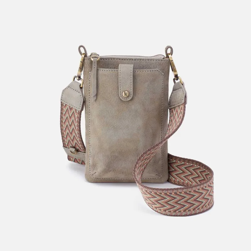 Cass Phone Crossbody in Nubuck Leather - Golden Granite sold by HOBO