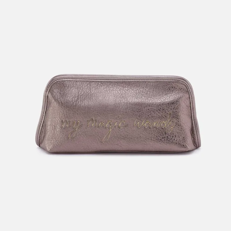 Beauty Brush Case in Metallic Leather - Pewter Spur sold by HOBO