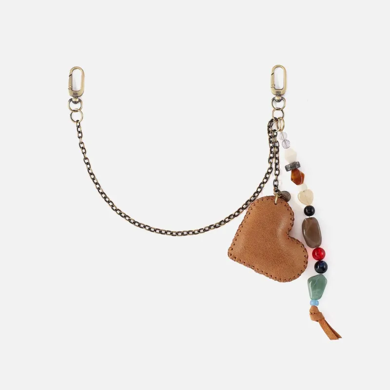 Heart Swells Charm In Buffed Leather - Whiskey sold by HOBO