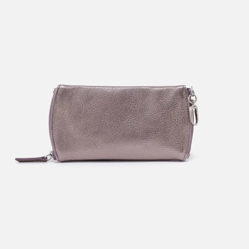 Spark Double Eyeglass Case in Metallic Leather - Pewter Spur sold by HOBO