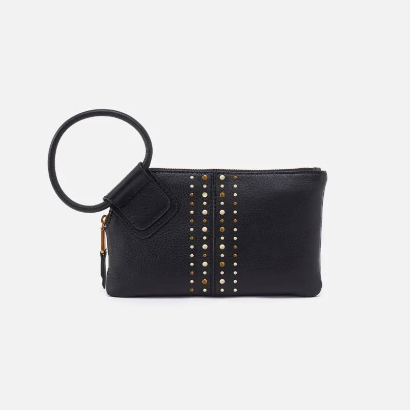 Sable Wristlet in Pebbled Leather - Black With Studs sold by HOBO
