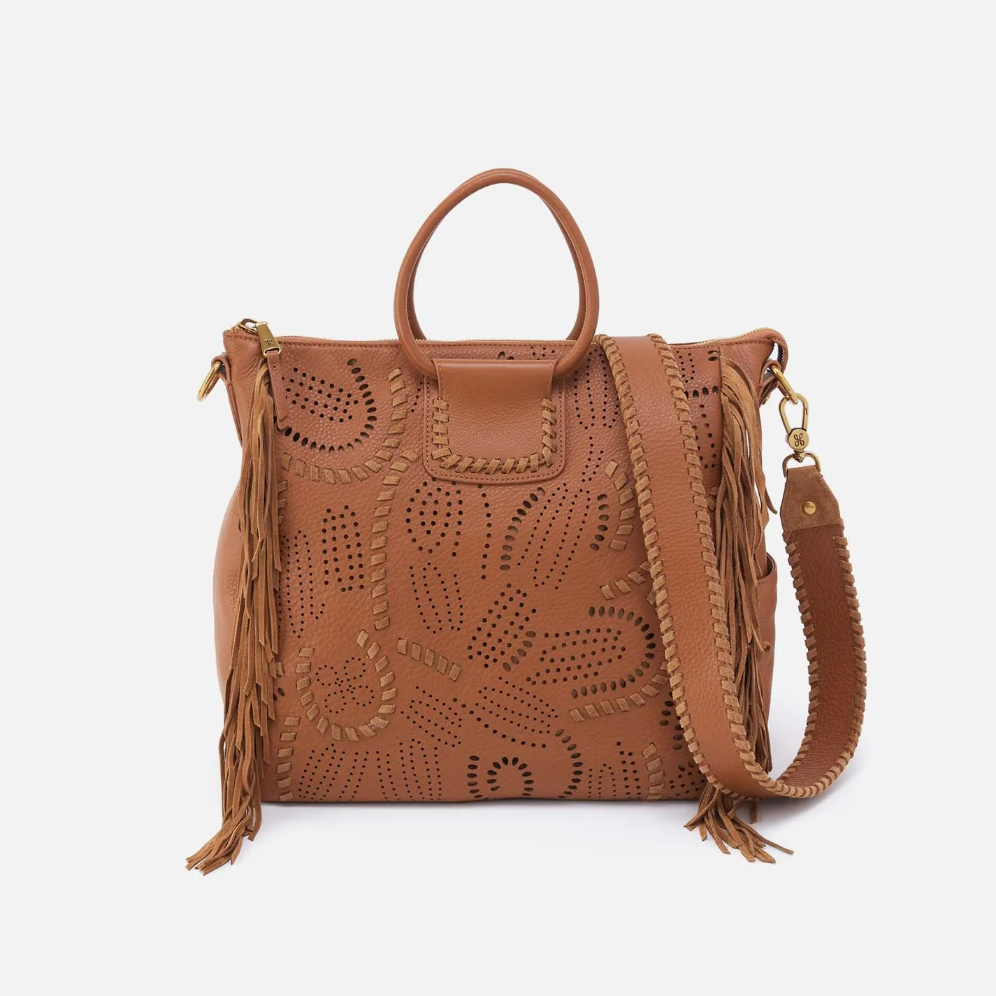 Sheila Large Satchel in Pebbled Leather - Warm Honey sold by HOBO