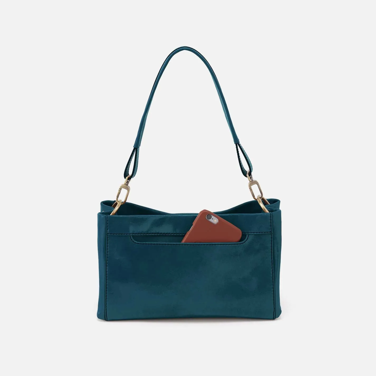 Seneca Shoulder Crossbody in Polished Leather - Wild Bluegrass sold by HOBO product image thumbnail 4