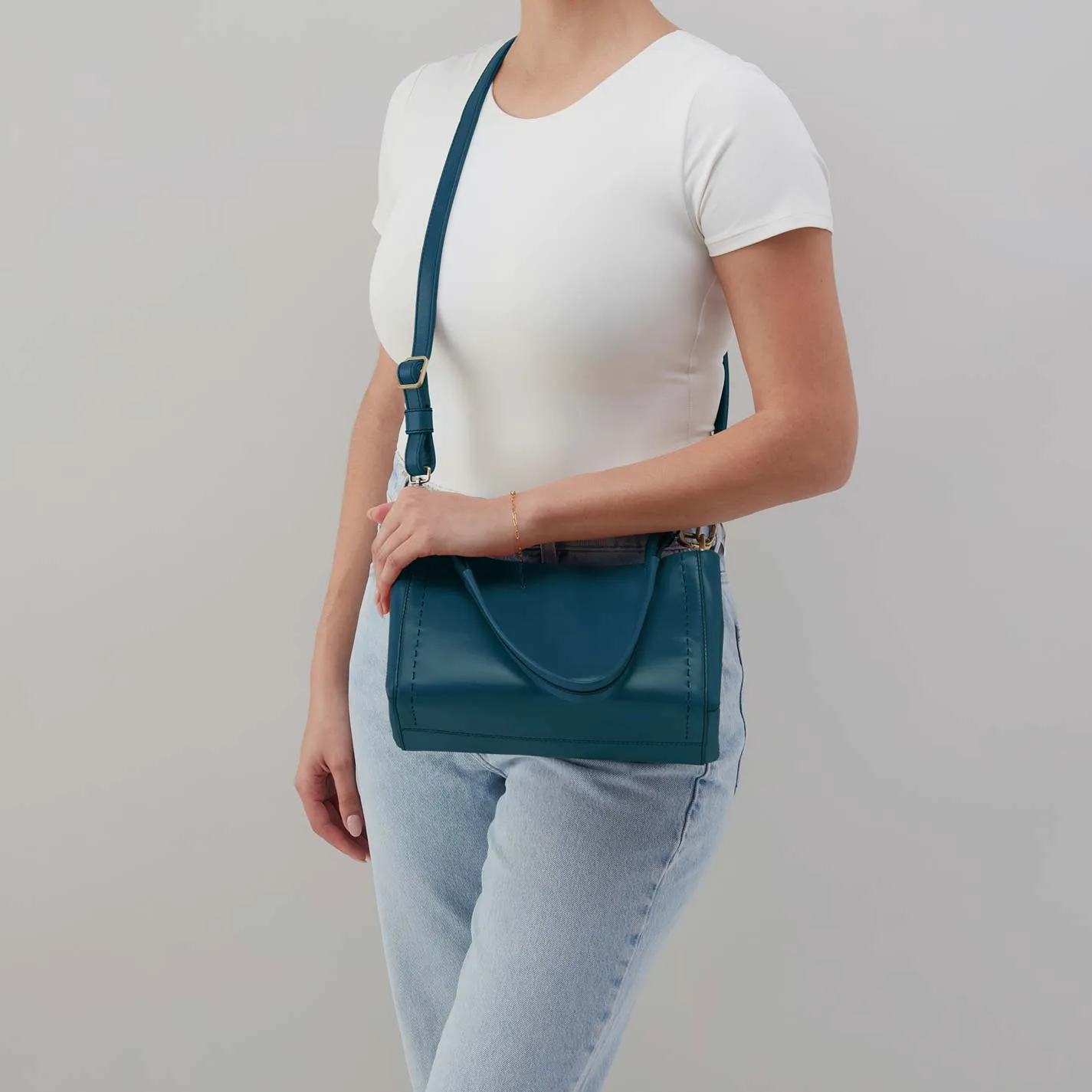 Seneca Shoulder Crossbody in Polished Leather - Wild Bluegrass sold by HOBO product image thumbnail 2