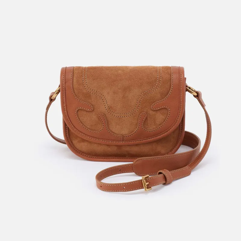 Kiva Small Crossbody in Suede Leather - Oak Barrel sold by HOBO