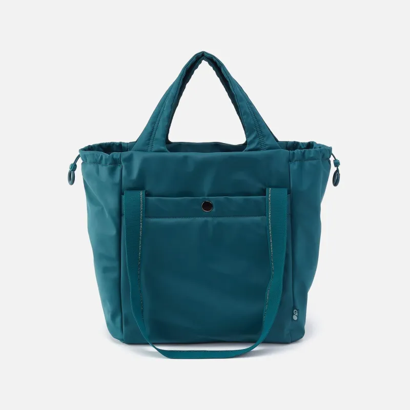 PLACES TO GO Tote in CaRefiber recycled nylon - Teal sold by HOBO