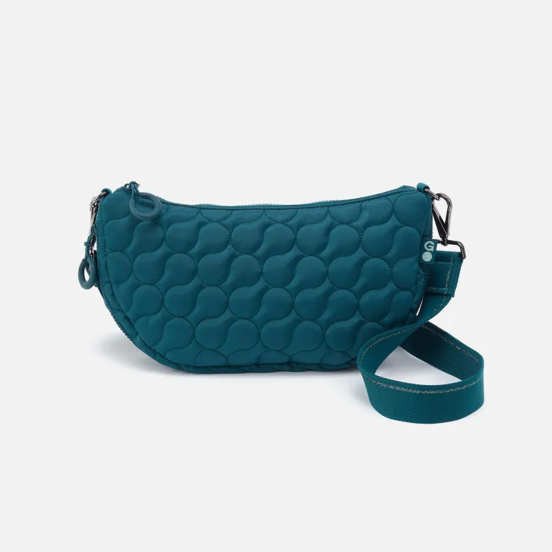 EVERY WEAR Quilted Crossbody in CaRefiber recycled nylon - Teal made by HOBO