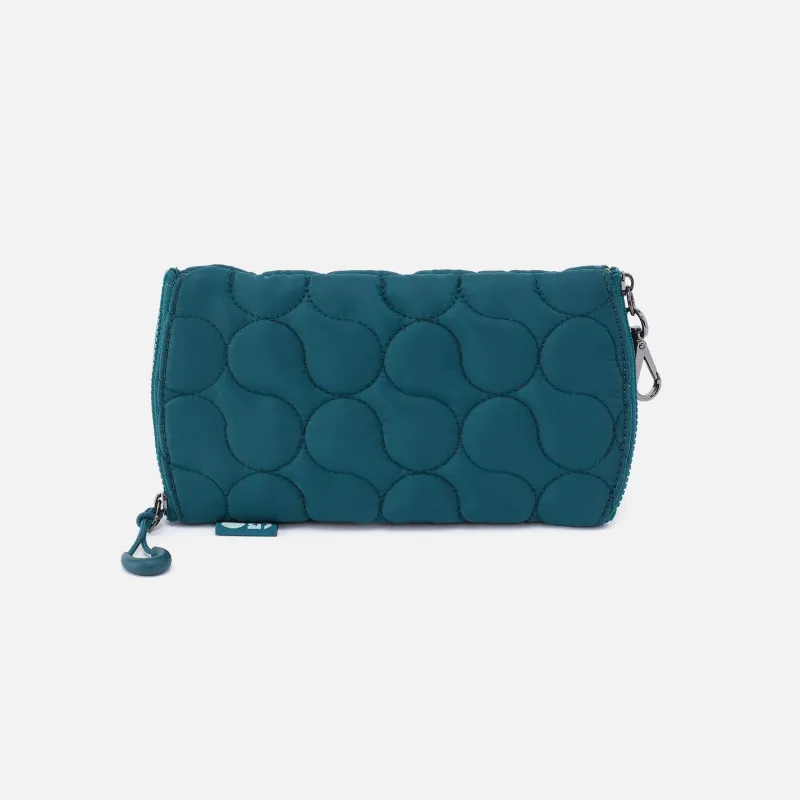 DOUBLE VISION Quilted Clip Eyewear Organizer in CaRefiber recycled nylon - Teal sold by HOBO