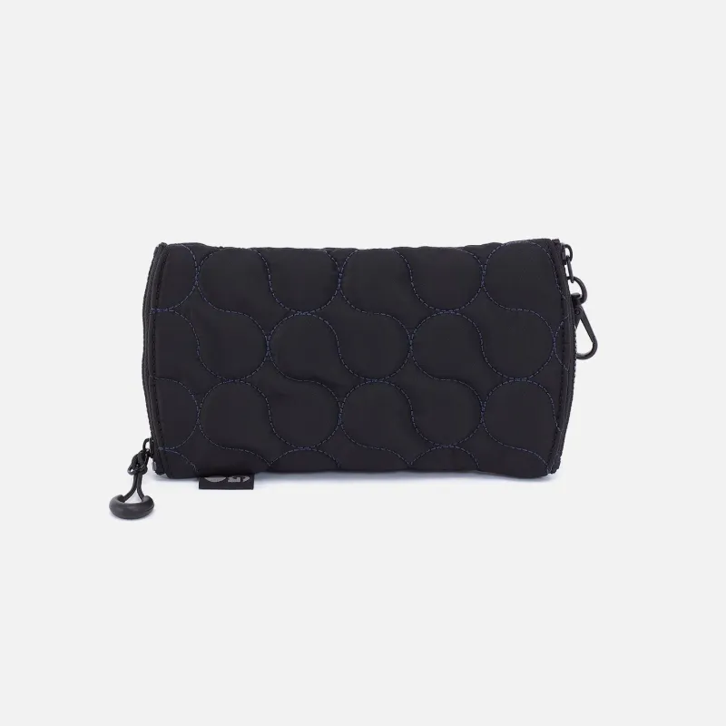 DOUBLE VISION Quilted Clip Eyewear Organizer in CaRefiber recycled nylon - Jet sold by HOBO