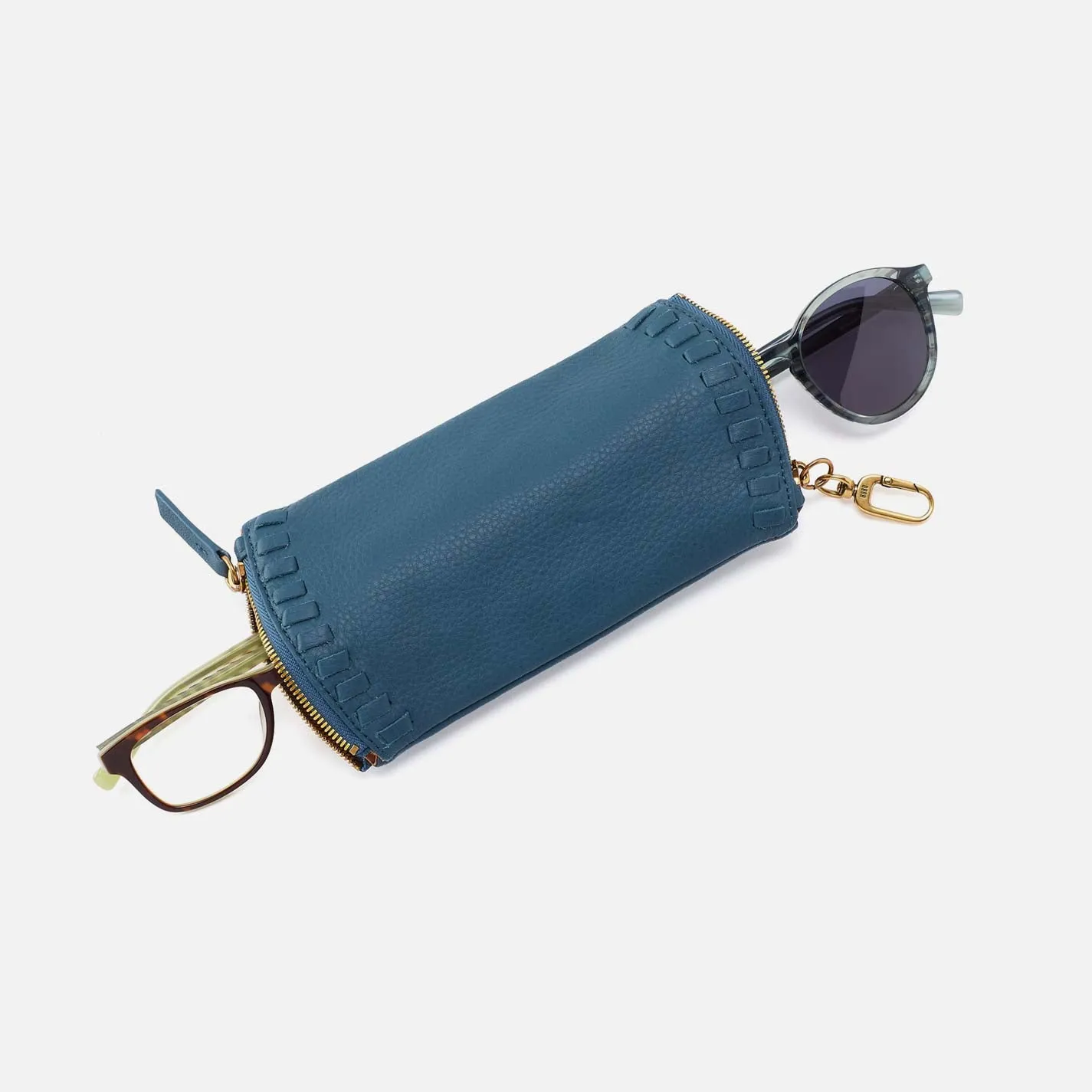 Spark Double Eyeglass Case in Pebbled Leather - Peacock Feather sold by HOBO product image thumbnail 2