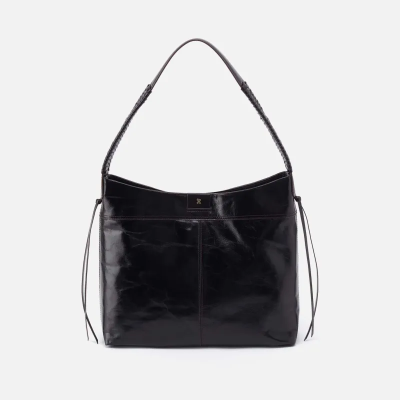 Romy Hobo in Polished Leather - Black sold by HOBO