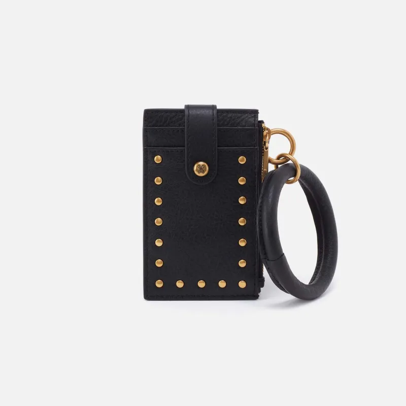 Ring Credit Card Wristlet in Pebbled Leather - Black sold by HOBO