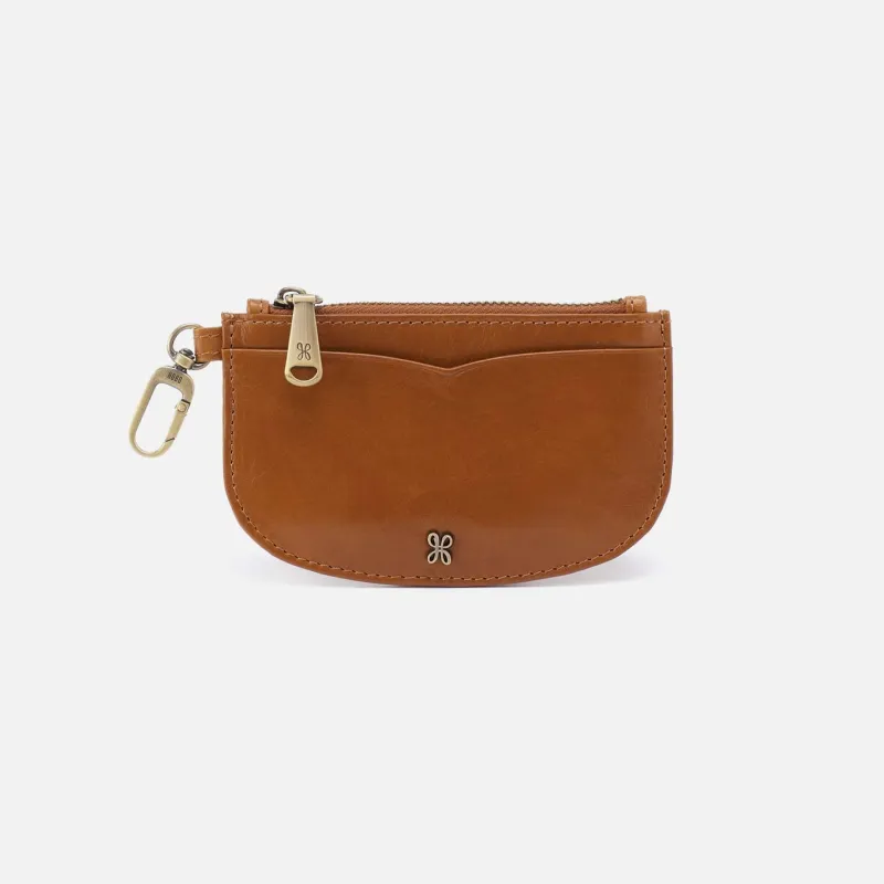 Luna Card Pouch in Polished Leather - Truffle sold by HOBO