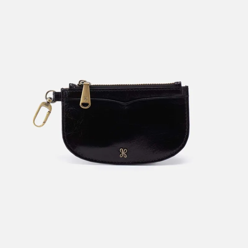 Luna Card Pouch in Polished Leather - Black sold by HOBO