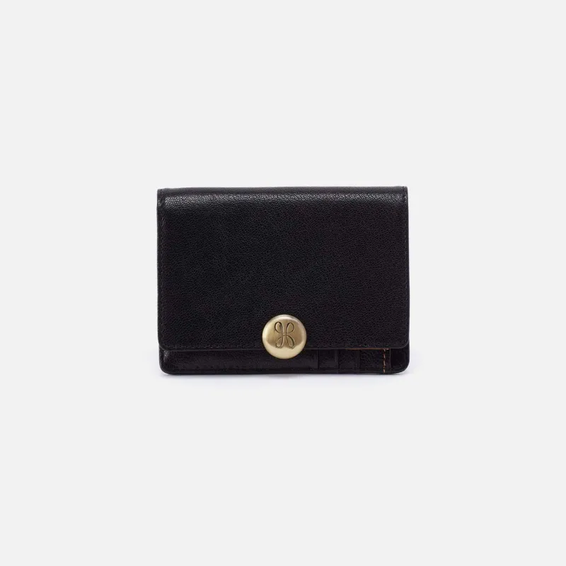 Hutton Small Wallet In Micrograin Leather - Black sold by HOBO