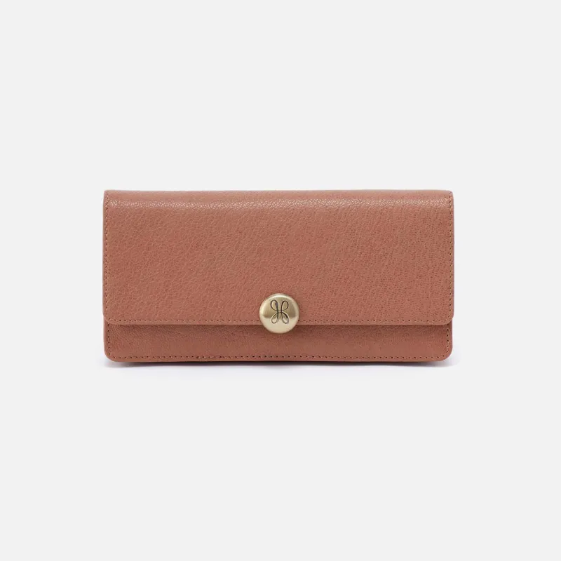Hutton Large Wallet in Micrograin Leather - Glazed Donut sold by HOBO