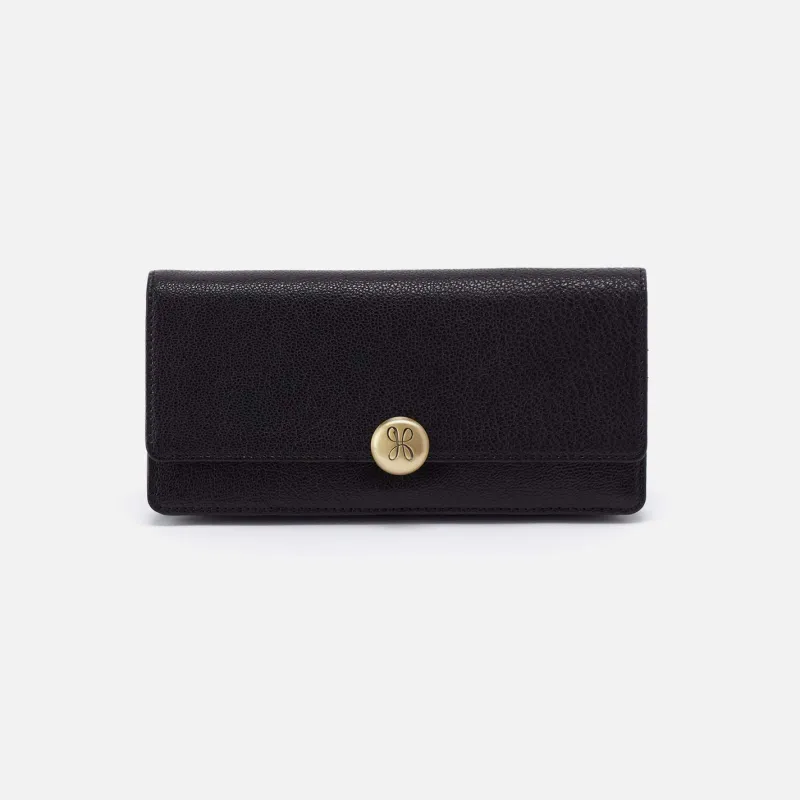 Hutton Large Wallet In Micrograin Leather - Black sold by HOBO