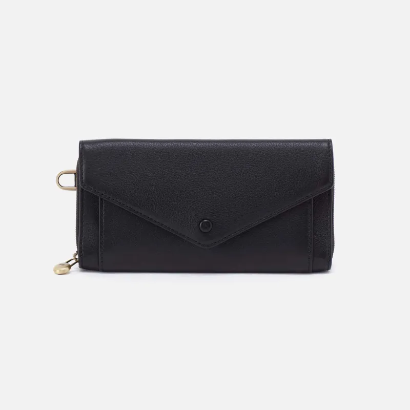 Goldie Large Wallet in Pebbled Leather - Black sold by HOBO