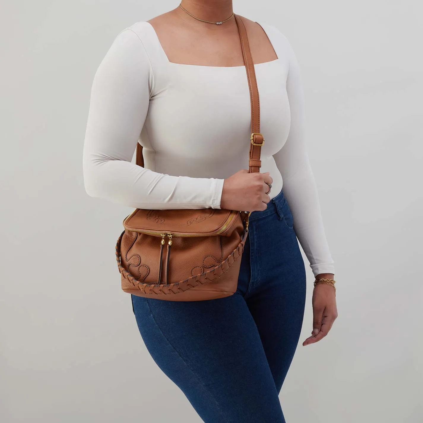 Fernwell Medium Crossbody in Pebbled Leather - Warm Honey sold by HOBO product image thumbnail 3