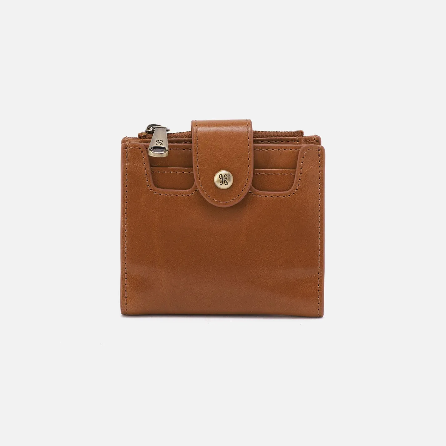 Dunn Mini Wallet In Polished Leather - Truffle sold by HOBO