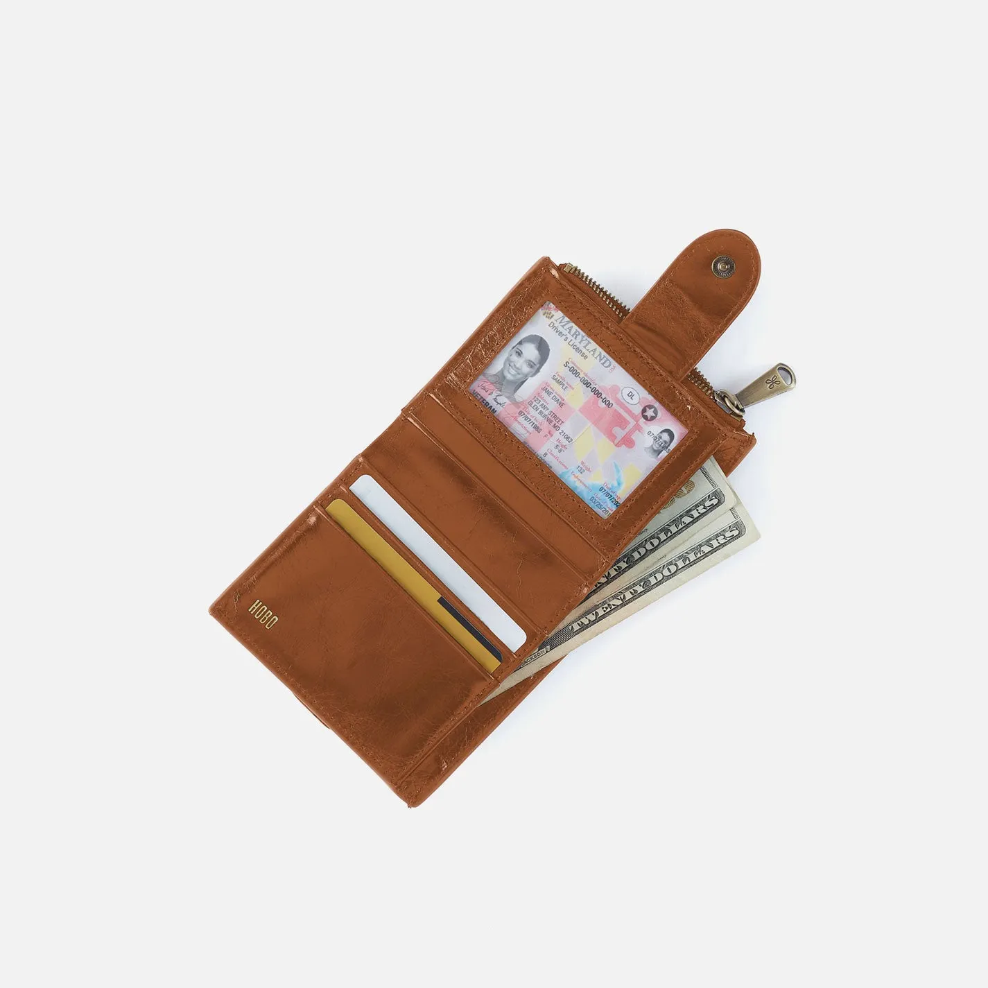 Dunn Mini Wallet In Polished Leather - Truffle sold by HOBO product image thumbnail 3