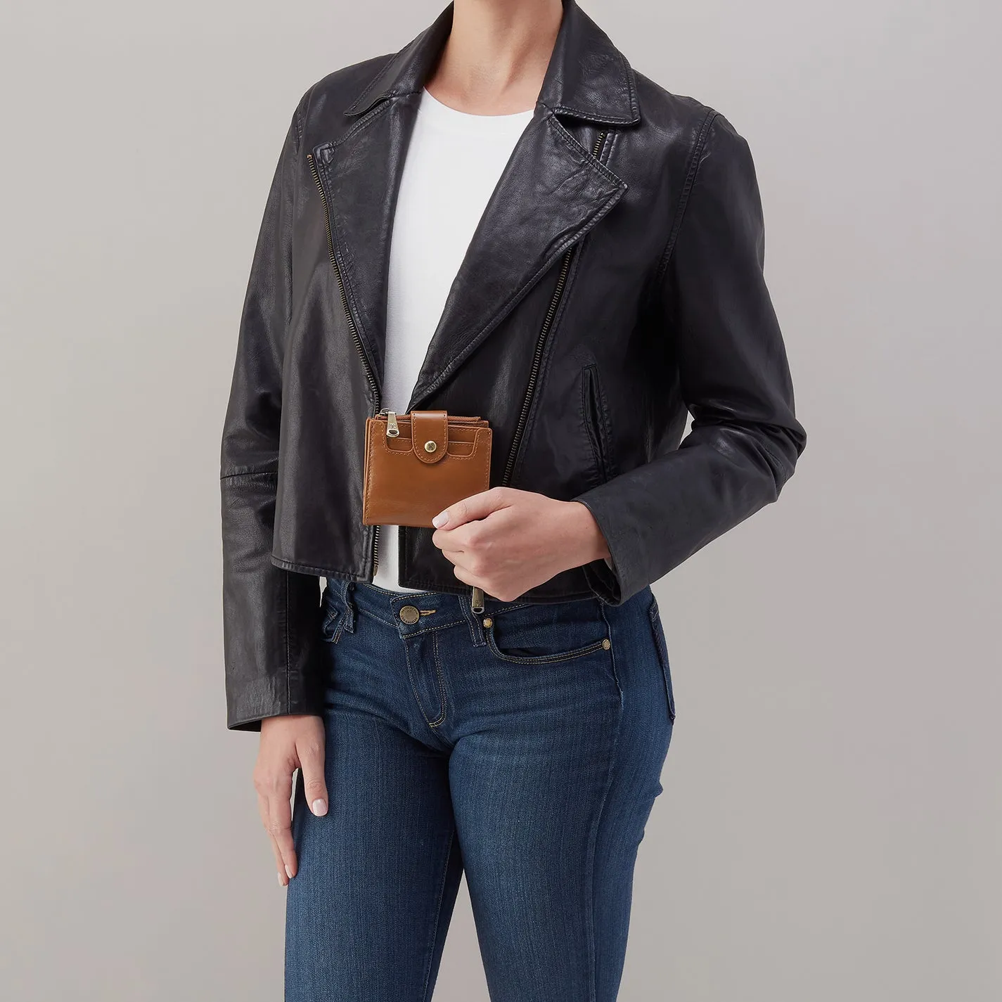 Dunn Mini Wallet In Polished Leather - Truffle sold by HOBO product image thumbnail 2