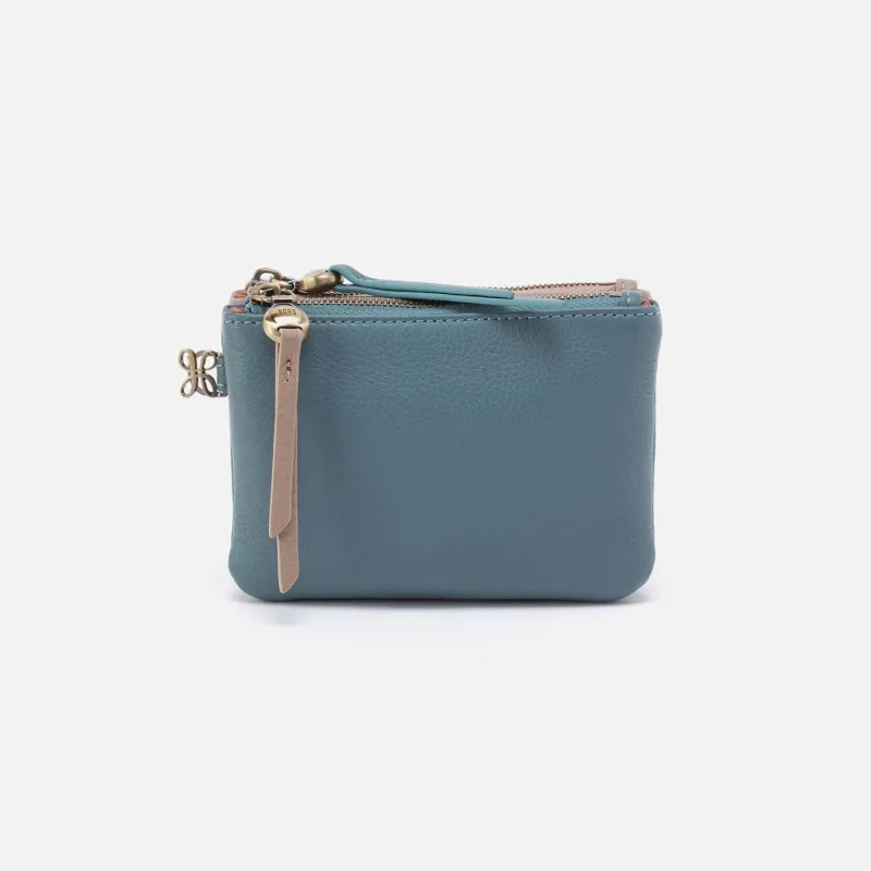 Double Zip Coin Pouch in Pebbled Leather - Agave Leaf sold by HOBO