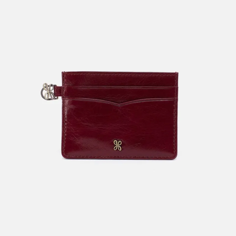 Charmed Card Case in Polished Leather - Saddleberry sold by HOBO