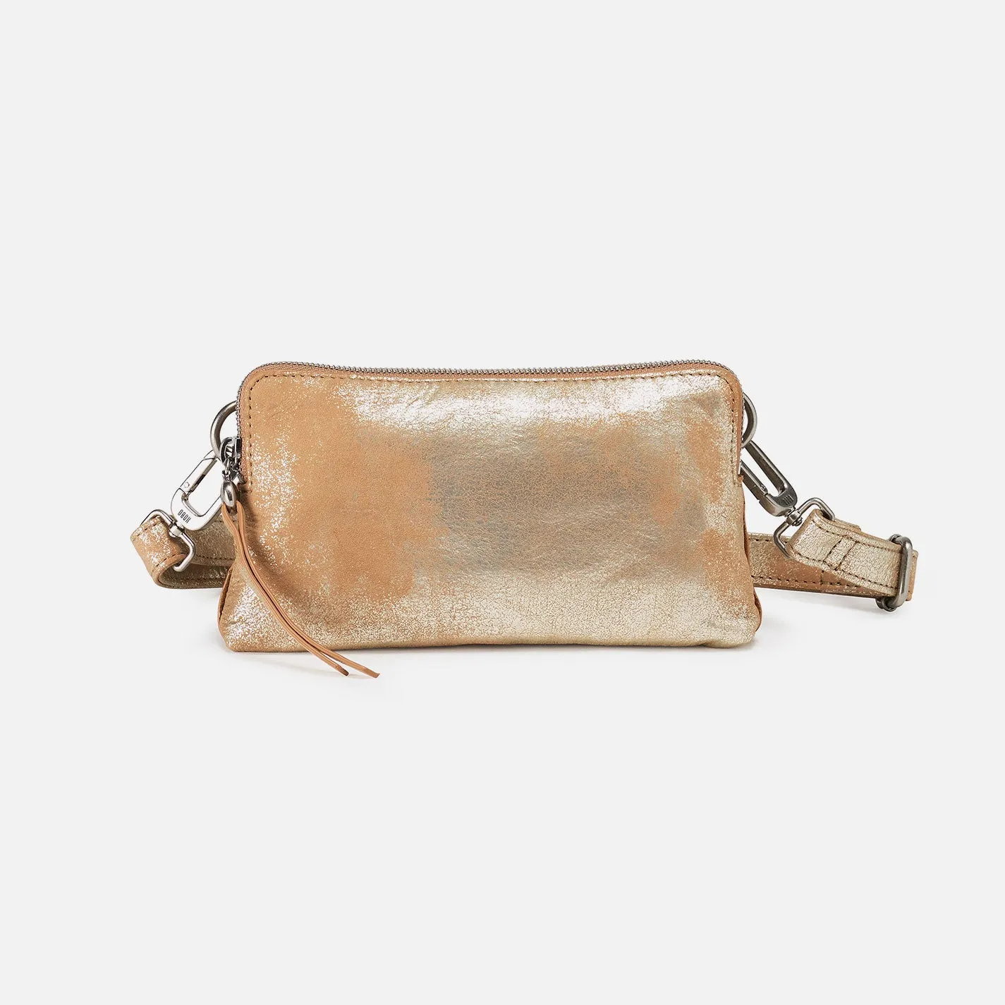 Fern Slim Belt Bag In Metallic Leather - Saddle Stardust sold by HOBO