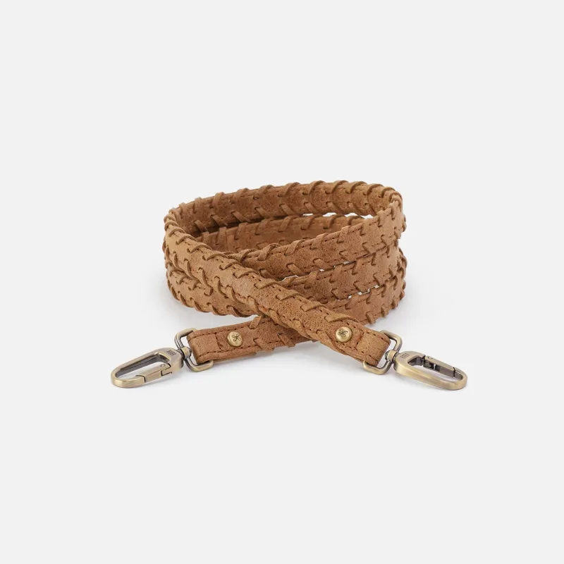 Thin Braided Strap in Buffed Leather - Whiskey sold by HOBO