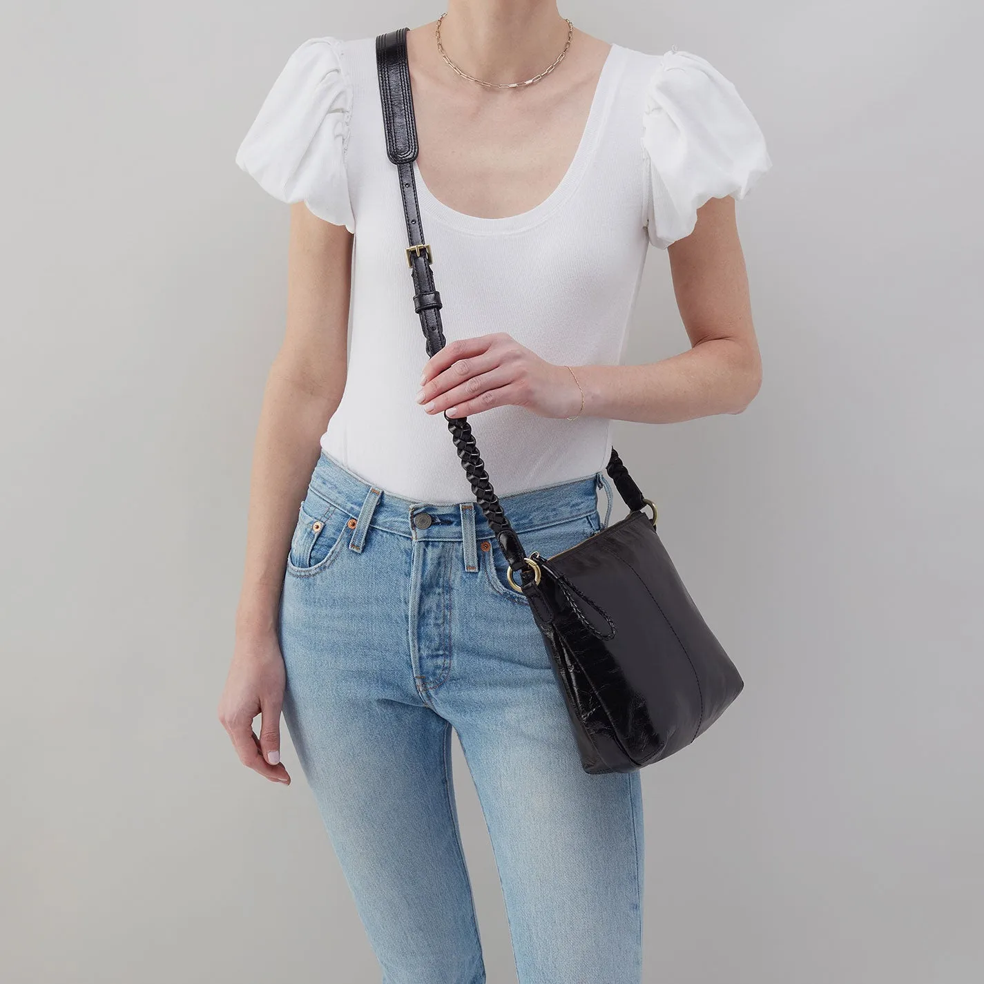 Lasso Medium Crossbody In Polished Leather - Black sold by HOBO product image thumbnail 2