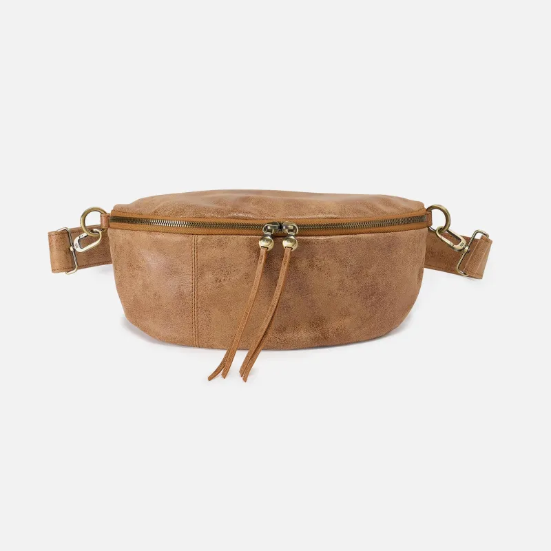 Hunter Medium Belt Bag In Buffed Leather - Whiskey sold by HOBO