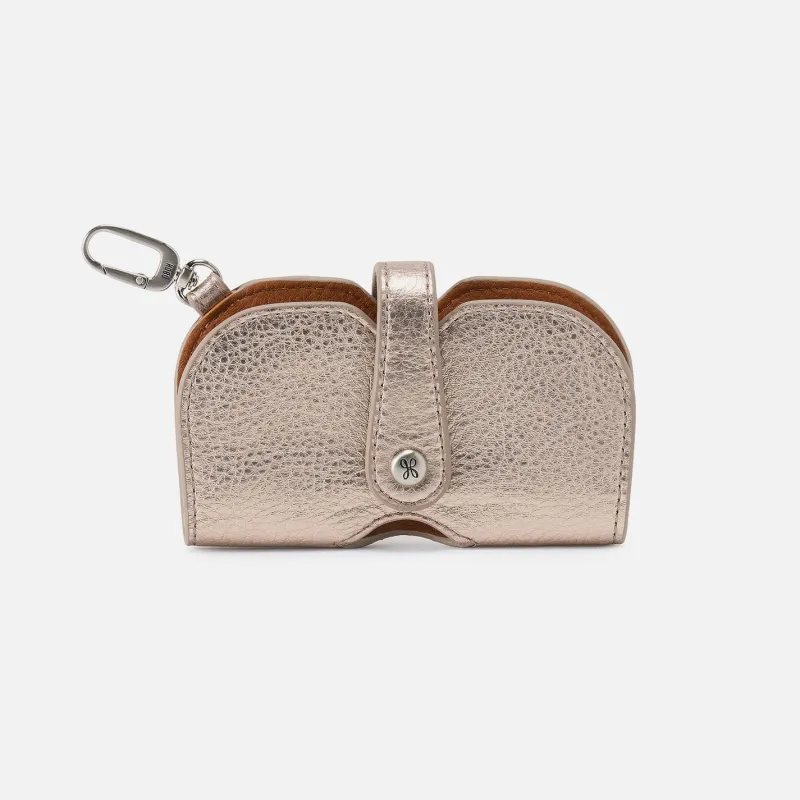 Blink Glasses Holder In Metallic Leather - Cameo Quartz sold by HOBO