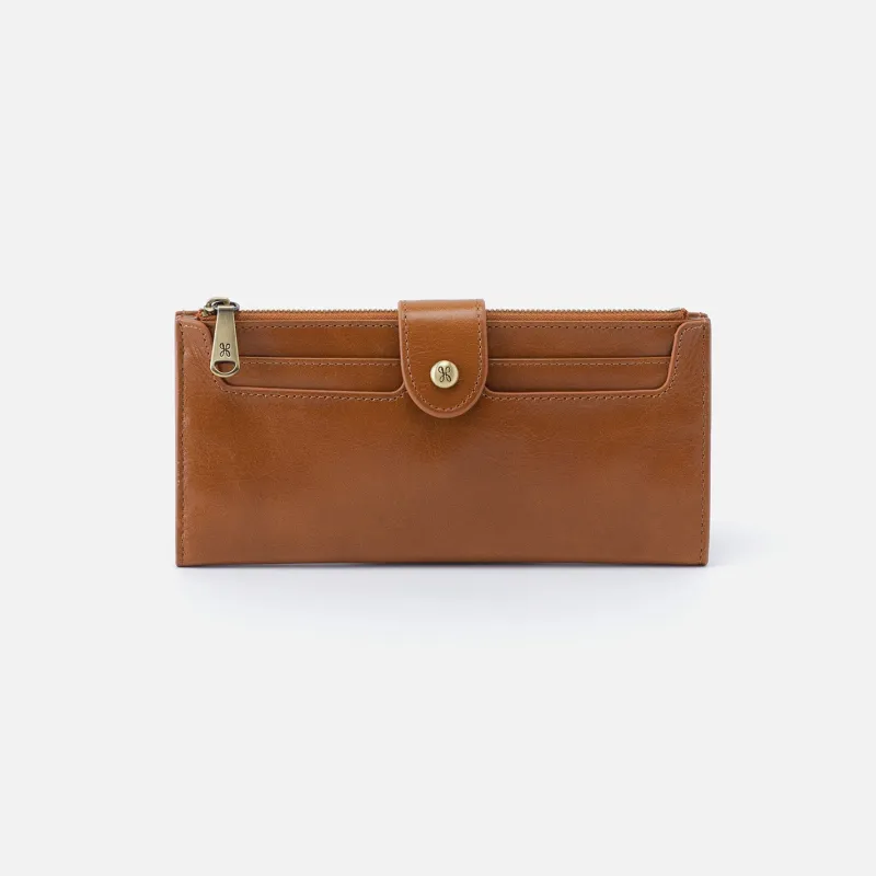 Dunn Continental Wallet In Polished Leather - Truffle sold by HOBO