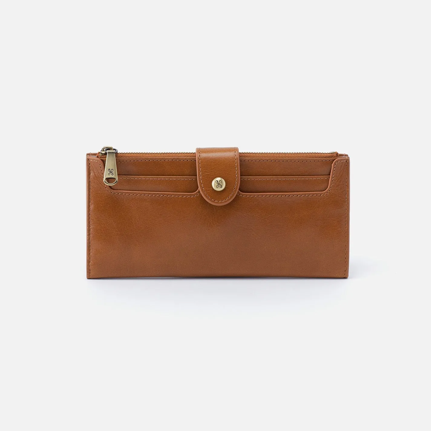 Dunn Continental Wallet In Polished Leather - Truffle sold by HOBO