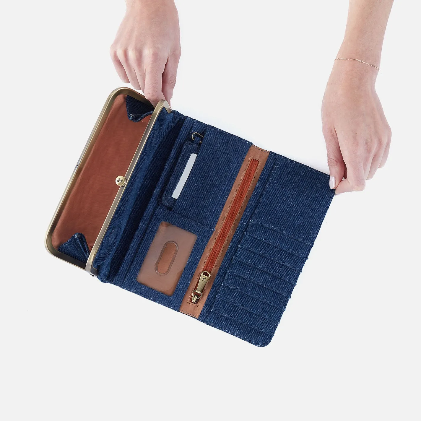 Rachel Continental Wallet In Denim Fabric - Dark Denim sold by HOBO product image thumbnail 2