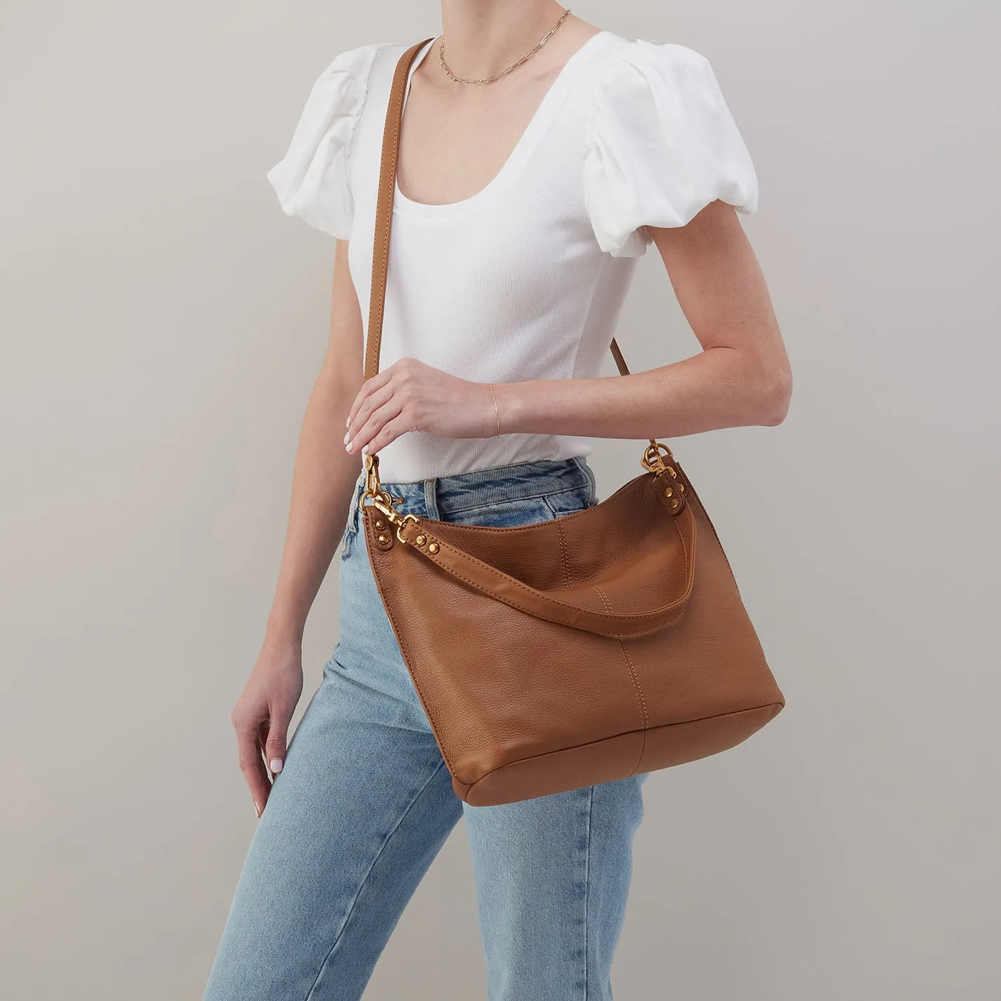 Pier Shoulder Bag in Pebbled Leather - Warm Honey sold by HOBO product image thumbnail 2