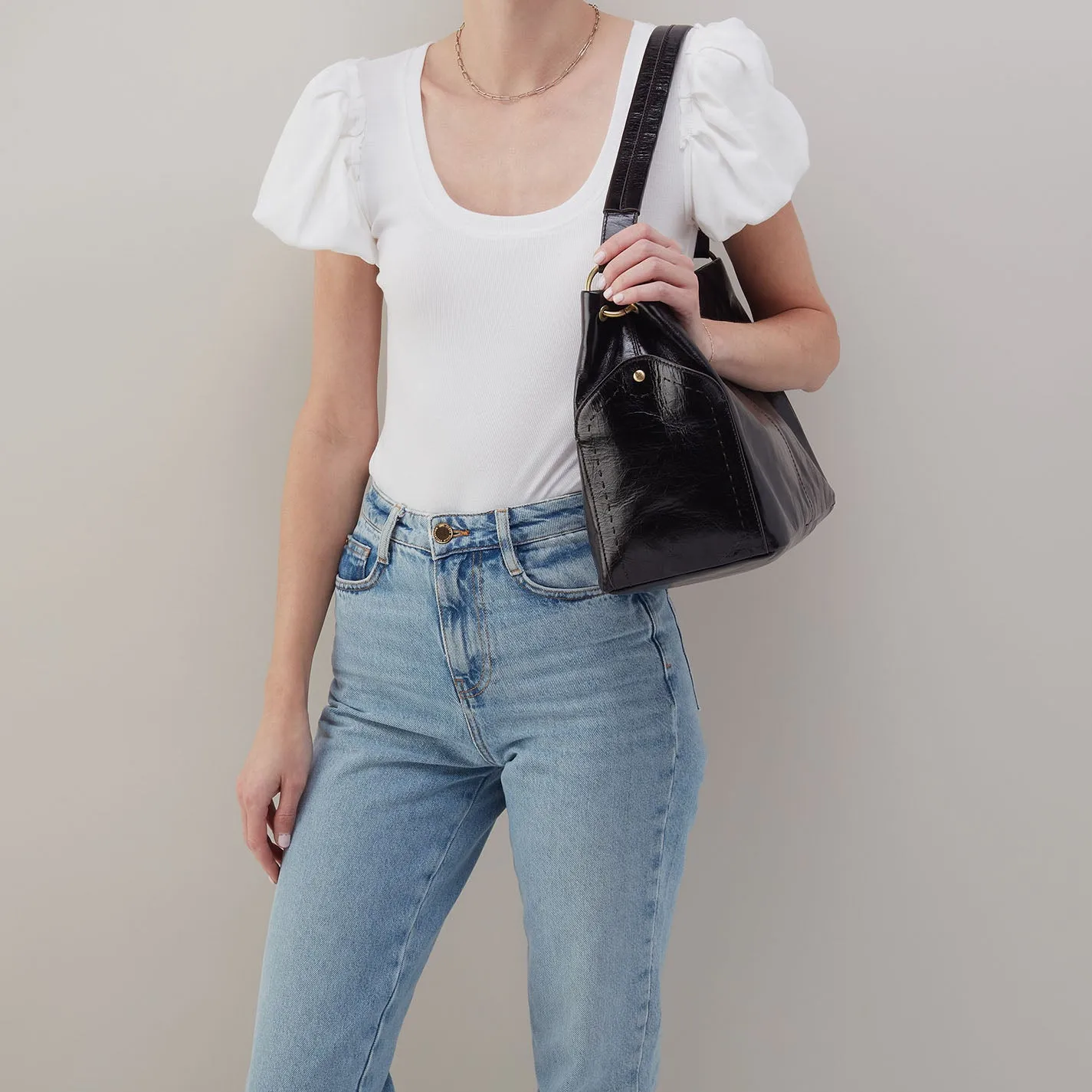 Seneca Shoulder Bag In Polished Leather - Black sold by HOBO product image thumbnail 2