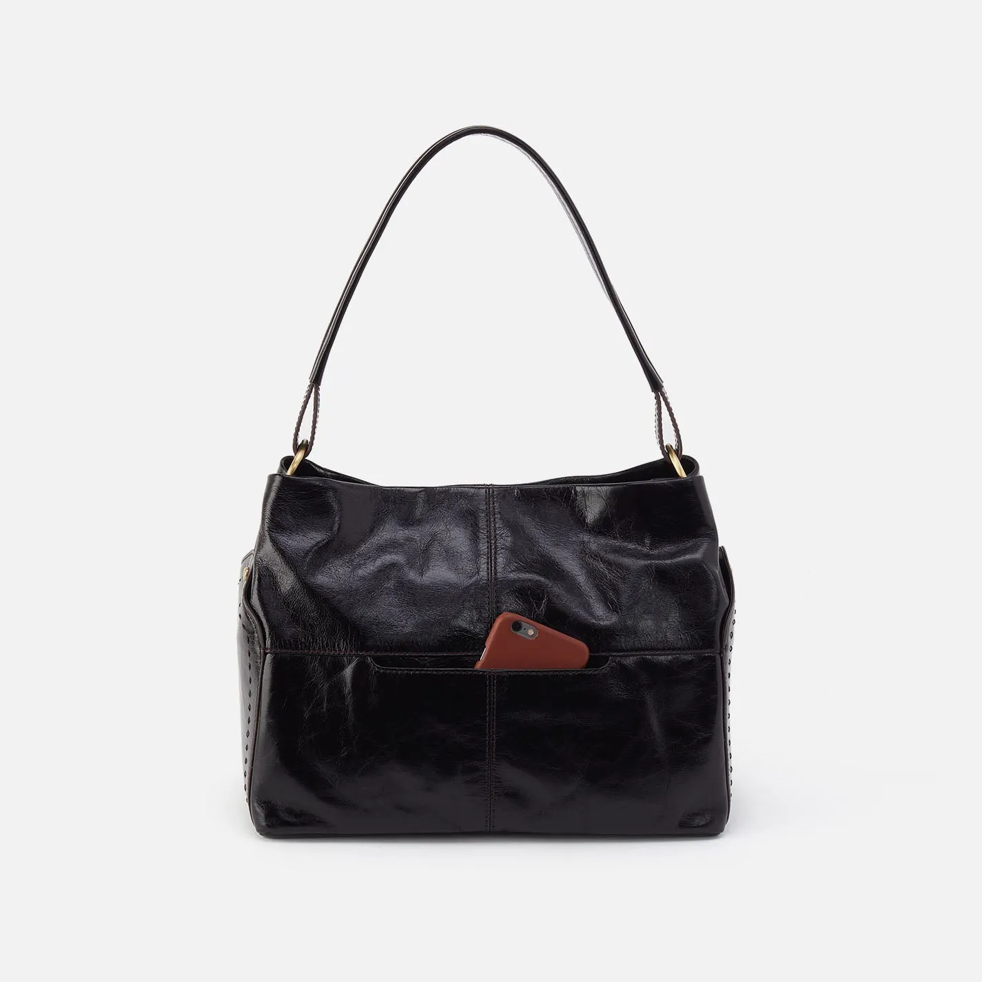 Seneca Shoulder Bag In Polished Leather - Black sold by HOBO product image thumbnail 4