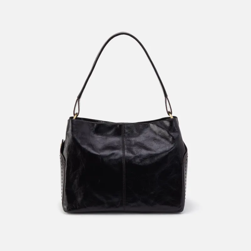 Seneca Shoulder Bag in Polished Leather - Black sold by HOBO