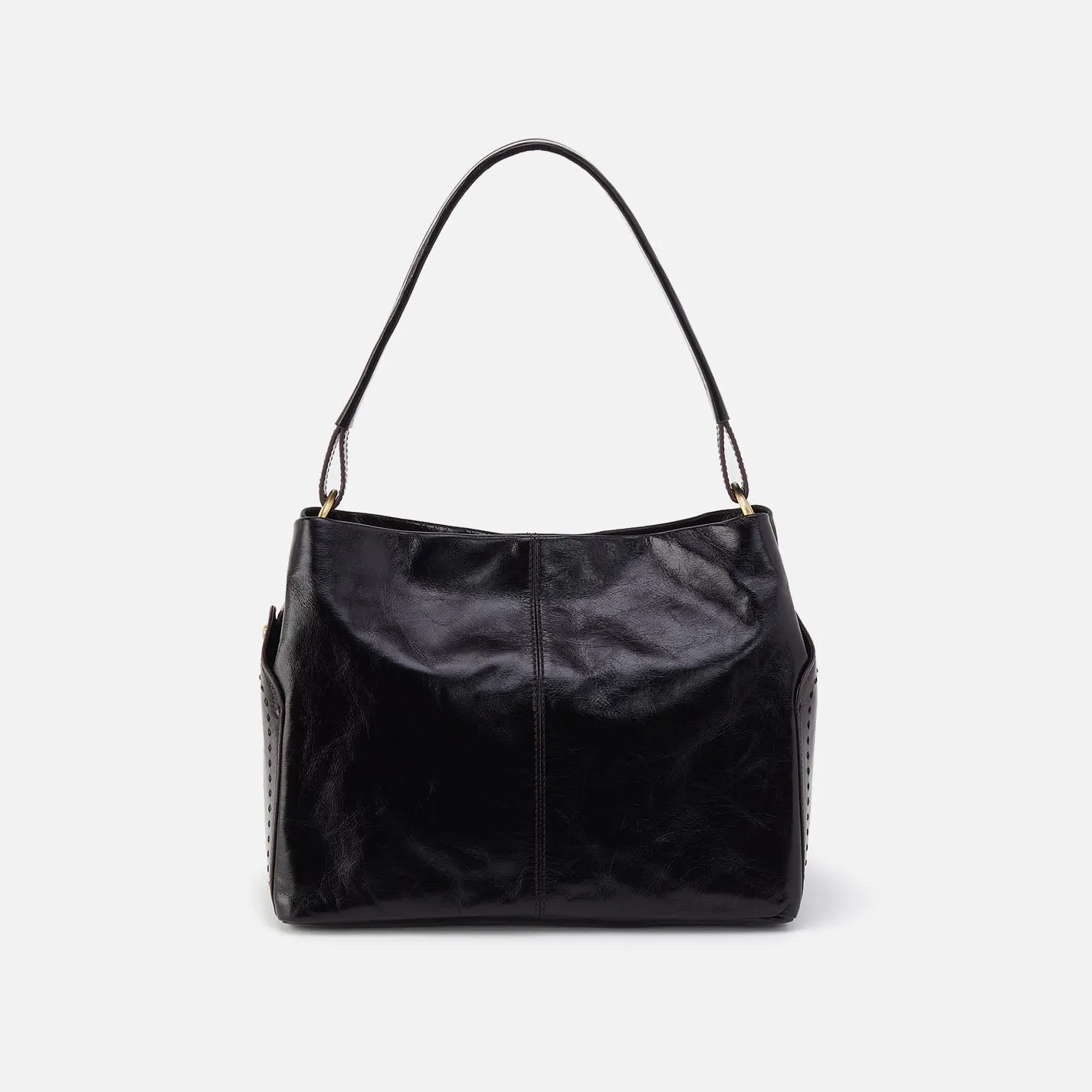 Seneca Shoulder Bag In Polished Leather - Black sold by HOBO