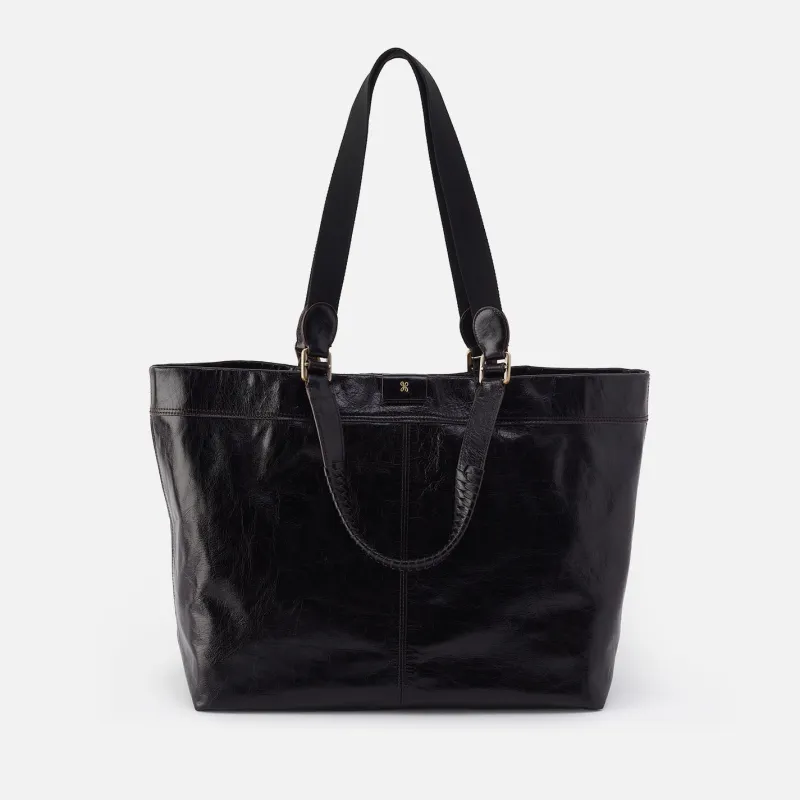 Romy Max Tote in Polished Leather - Black made by HOBO