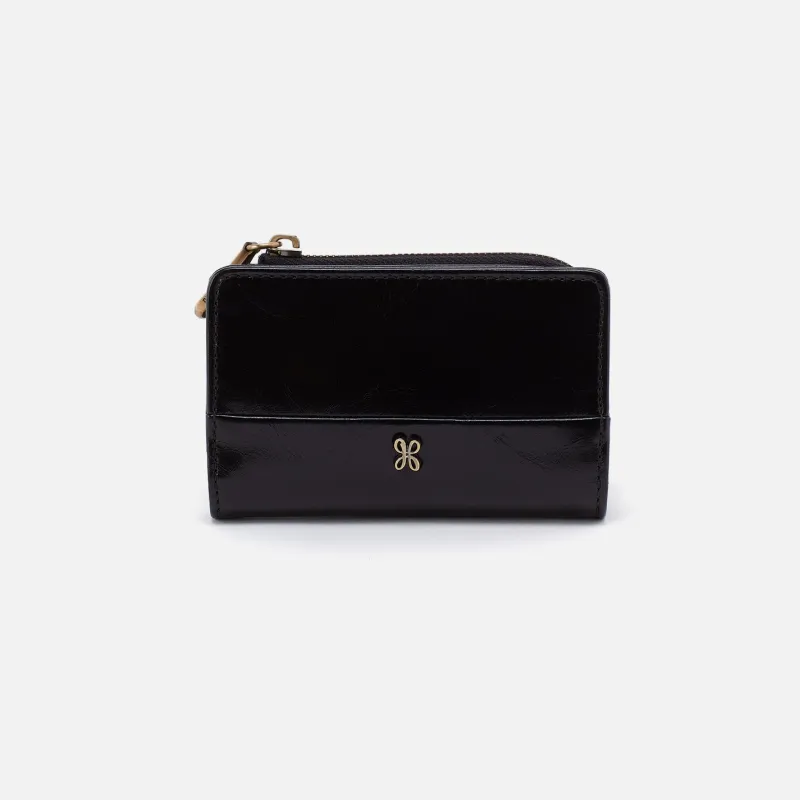 Jill Card Case In Polished Leather - Black sold by HOBO