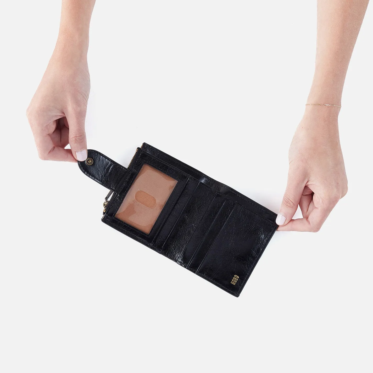 Dunn Mini Wallet In Polished Leather - Black sold by HOBO product image thumbnail 2