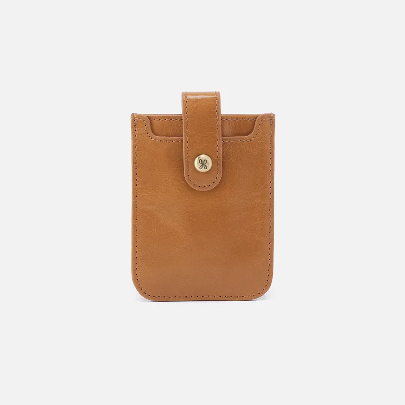 Dunn Card Case In Polished Leather - Natural sold by HOBO